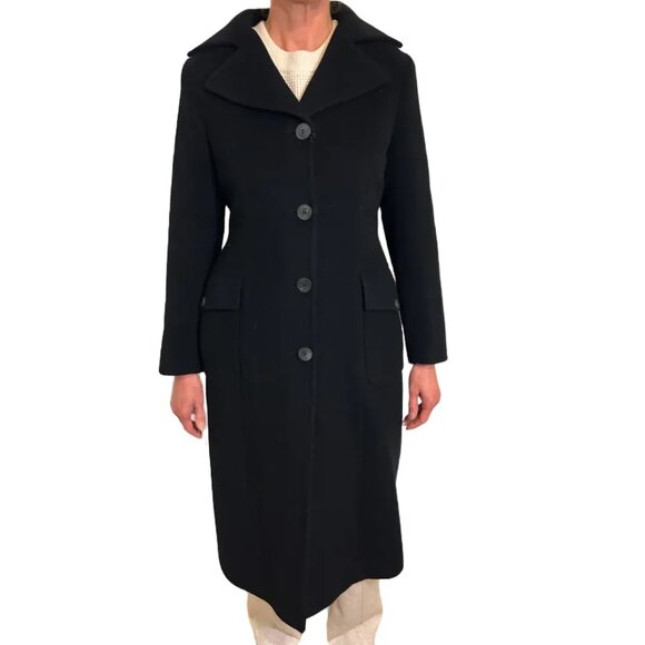 NWT Tagliente Luxury Virgin Wool Black Coat | Made in Italy | Size 8 - Picture 1 of 12